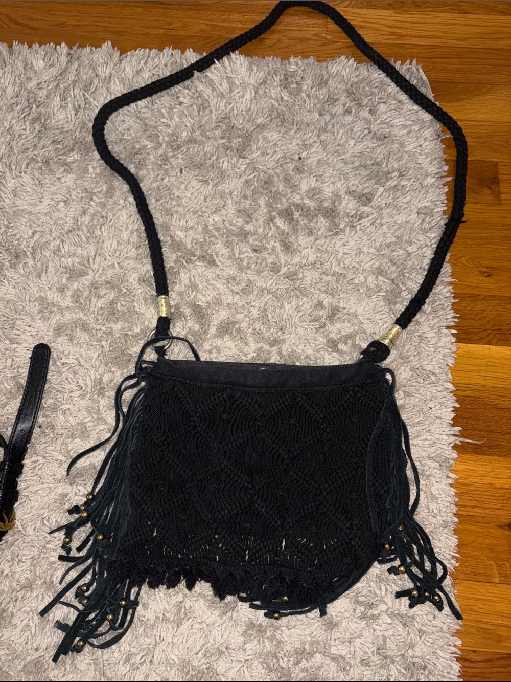 American Eagle Black Fringe Crossbody Bag - Women